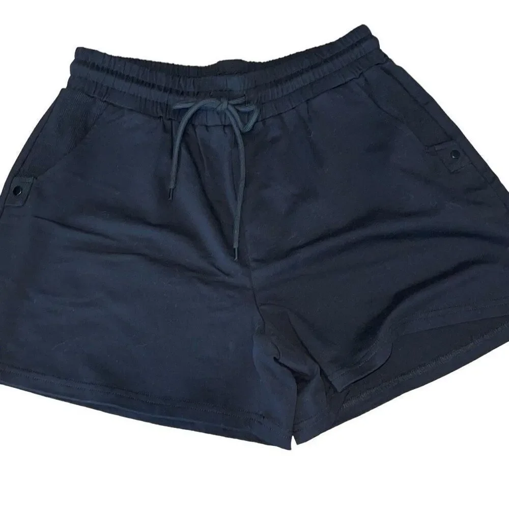 Another Love Womens Drawstring Cotton Blend High‎ Waist Shorts Black Medium NWT